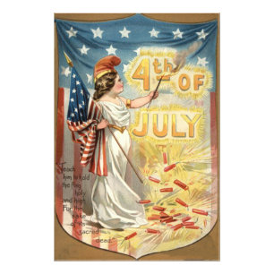 Fireworks Firecracker Dam Liberty US Flagga Fototryck