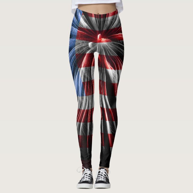 Fireworks Flagga Leggings (Framsida)