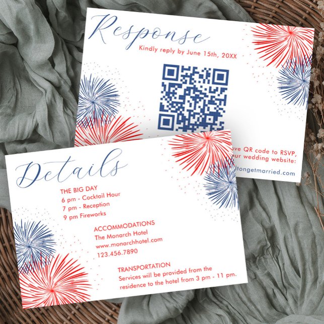 Fireworks & Forever RSVP & Details Cards OSA Kort (Skapare uppladdad)