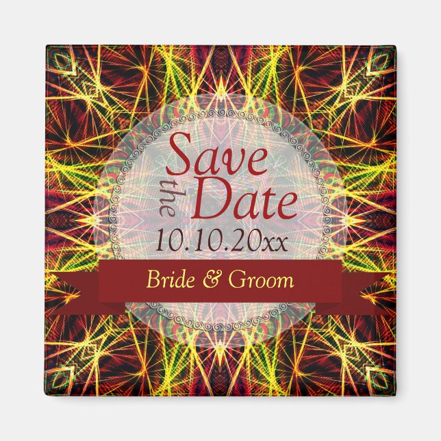 Fireworks Fractal Hearners Spara datummeddelande Magnet (Framsidan)