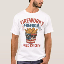 Fireworks Freedom & Fried Chicken,Funny 4 juli BBQ T Shirt