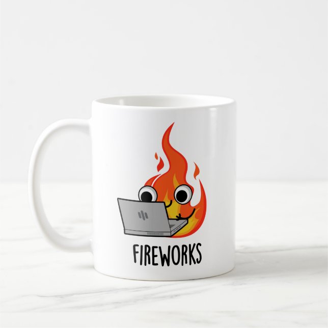Fireworks Funny Fire Flame Pun Kaffemugg (Vänster)
