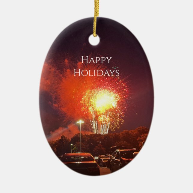 Fireworks Glad helg Ornament (Framsidan)