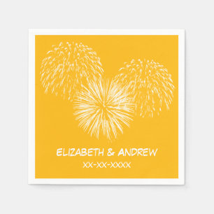 Fireworks, Goldenrod Background, Namn Monogram Pappersservett