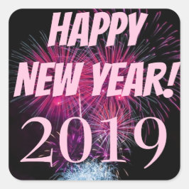 Fireworks Gott Nytt År 2019 Fyrkantigt Klistermärke