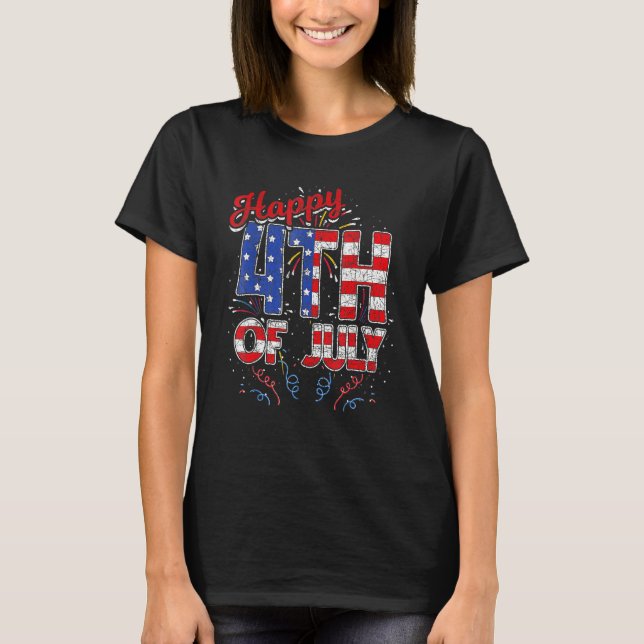 Fireworks Happy 4th Of July US Flag American 4th O T Shirt (Framsida)