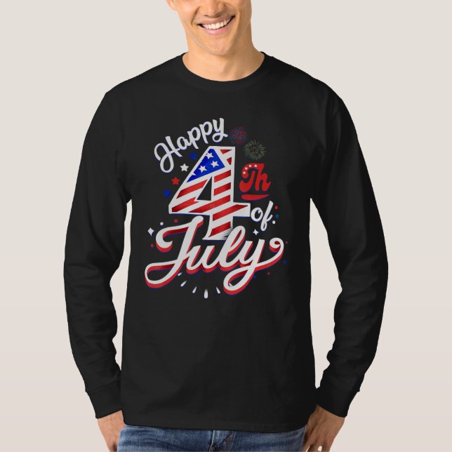 Fireworks Happy 4th Of July US Flag American 4th O T Shirt (Framsida)