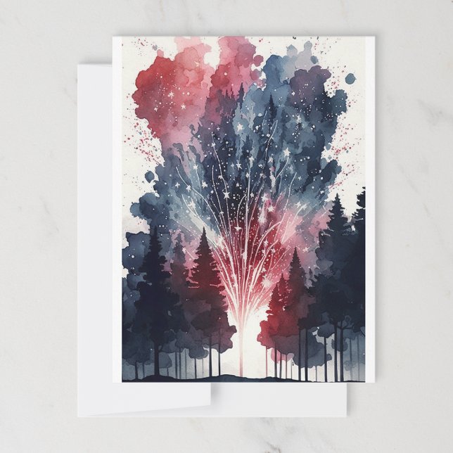 Fireworks i Forest Postcard Vykort (Skapare uppladdad)