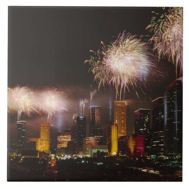 Fireworks i Houston Texas Kakelplatta (Framsidan)