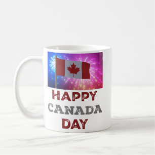 Fireworks i Lycklig Canada Day Kaffemugg