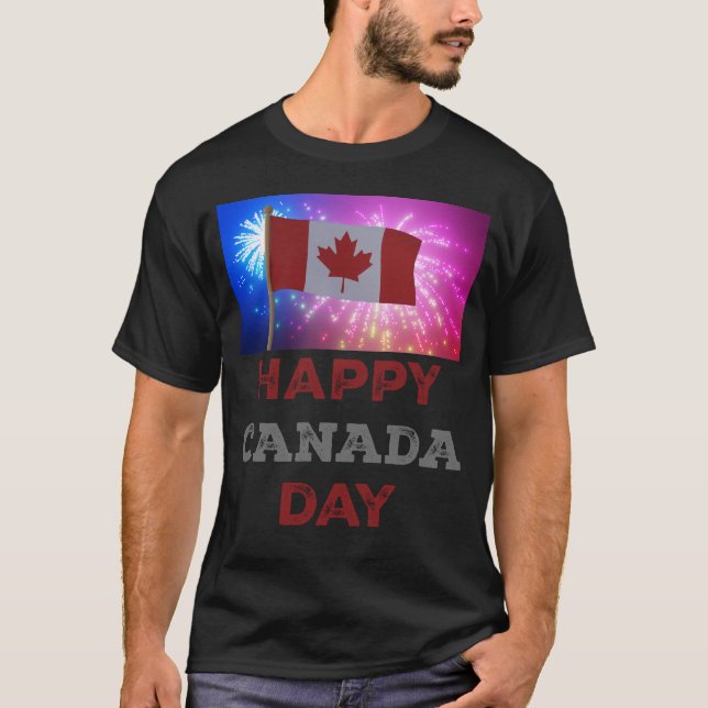 Fireworks i Lycklig Canada Day T Shirt (Framsida)