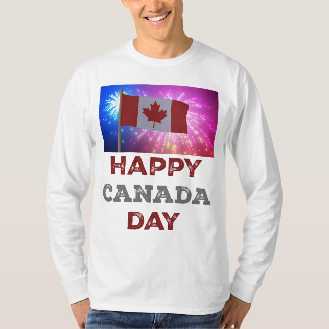 Fireworks i Lycklig Canada Day T Shirt (Framsida)