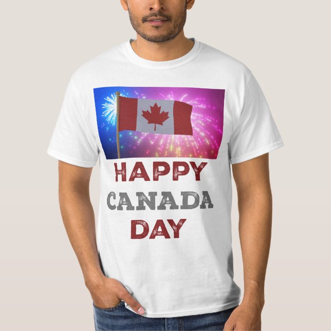 Fireworks i Lycklig Canada Day T Shirt (Framsida)