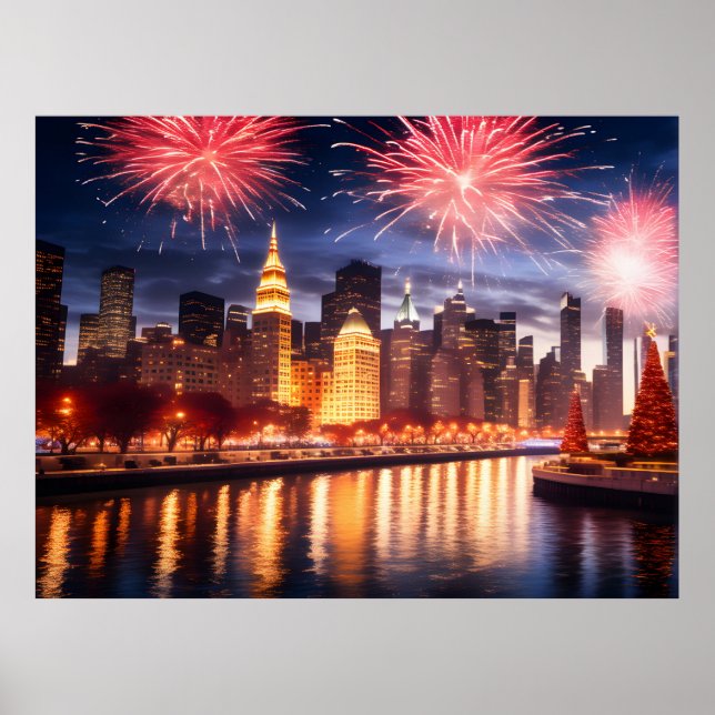 Fireworks i nattstaden poster (Framsidan)