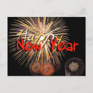 Fireworks i Red Gott nytt år 2025 Postcard Helg Vykort