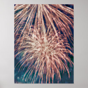 Fireworks Independence day Teal 4:e juli Poster