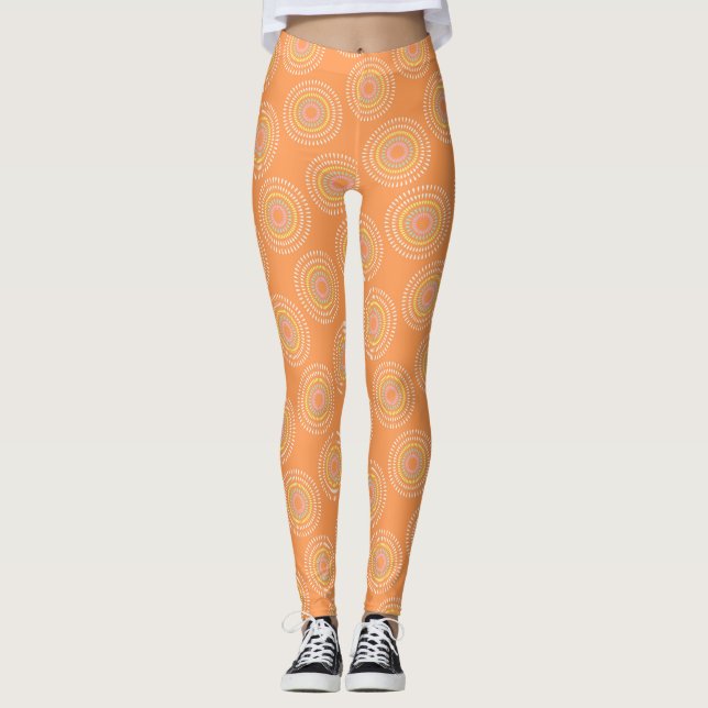Fireworks Japansk Orange Leggings (Framsida)