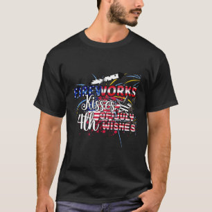 Fireworks Kisses 4:e juli Önskemål och Patriotic T Shirt