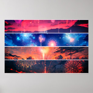 Fireworks Ligcape Photo Collage Poster