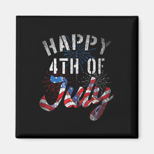 Fireworks Lycklig 4:e juli USA Flagga 4:e O Magnet