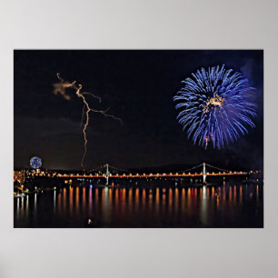 Fireworks med blixt poster