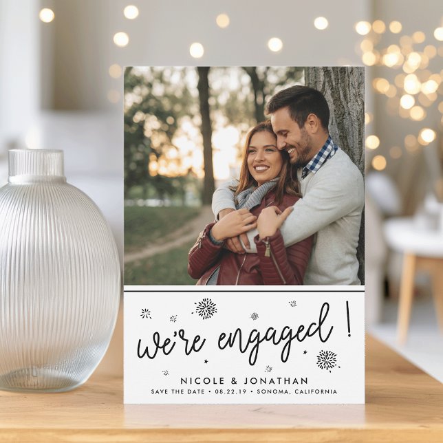 Fireworks | Meddelande om fotoFörlovning Inbjudningar (Skapare uppladdad)