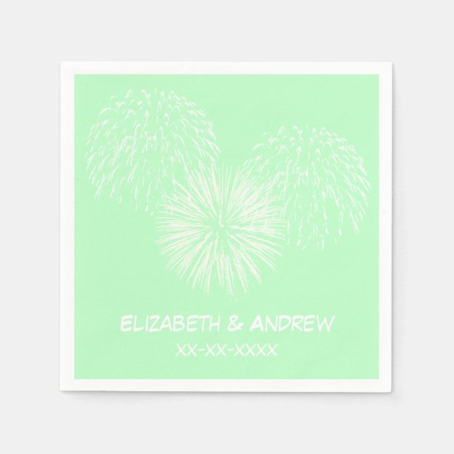 Fireworks, Mint Background, Namn Monogram Pappersservett (Framsidan)