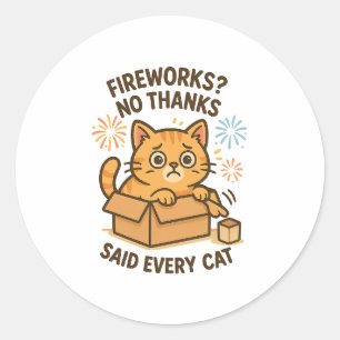 Fireworks? Nej tack - underbart Scaredy Cat Sticke Runt Klistermärke