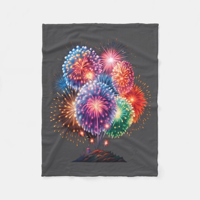 Fireworks New Year's Eve Party Long Sleeve  Fleecefilt (Framsidan)
