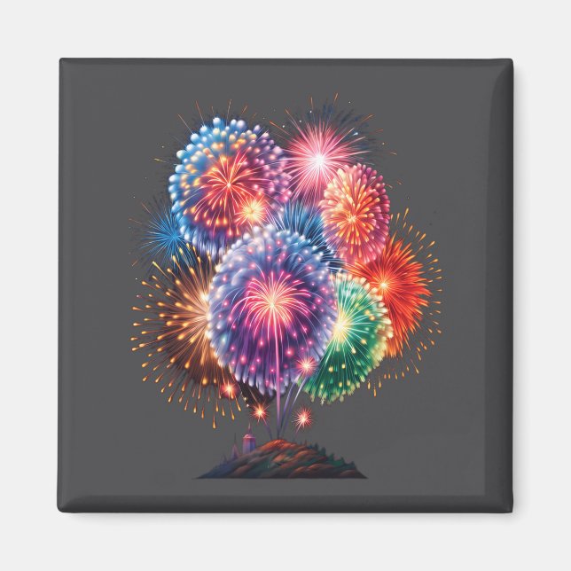 Fireworks New Year's Eve Party Long Sleeve  Magnet (Framsidan)