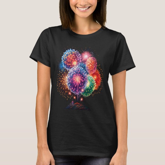Fireworks New Year's Eve Party Long Sleeve  T Shirt (Framsida)