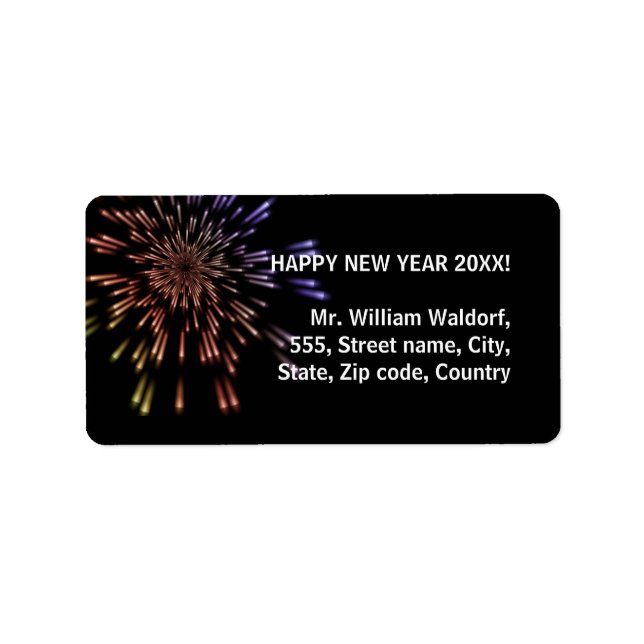 Fireworks-nyår Adressetikett (Framsidan)