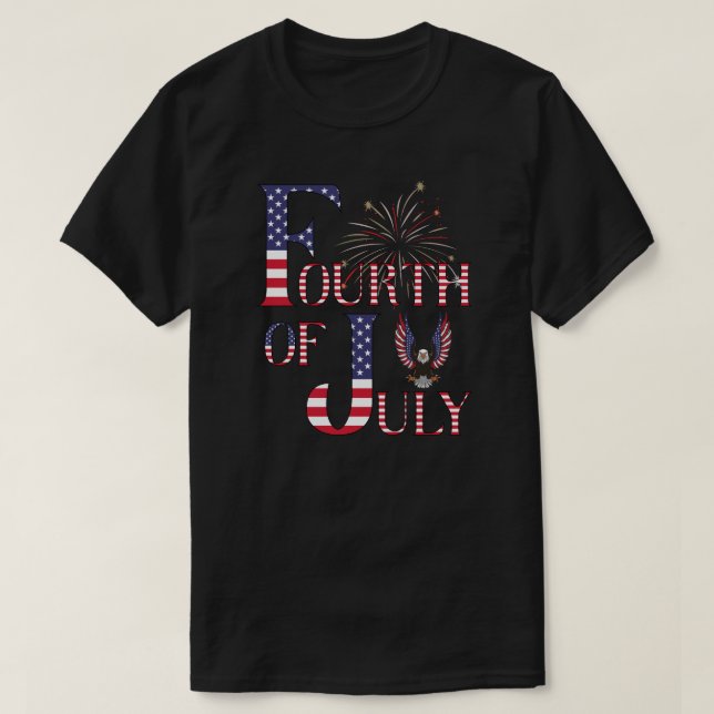 Fireworks och Örn 4 juli T Shirt (Design framsida)