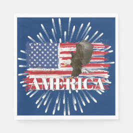 Fireworks och Örn på amerikansk Flagga Pappersservett