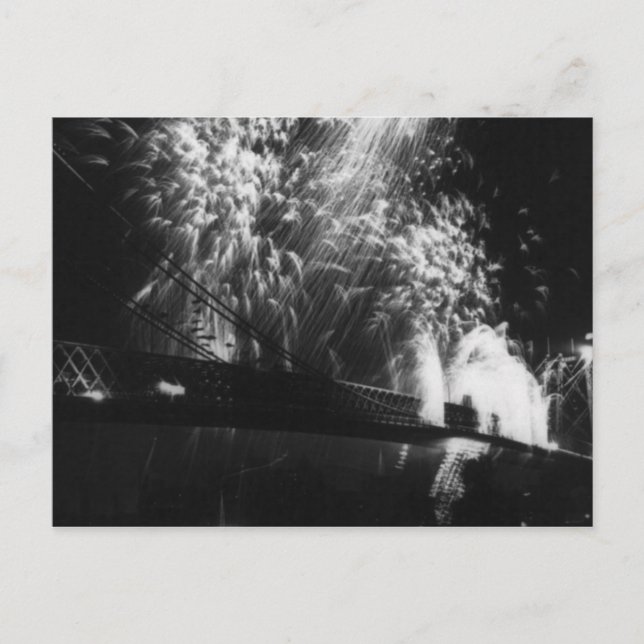 Fireworks, öppning av Williamsburg Bridge 1904 Vin Vykort (Framsida)