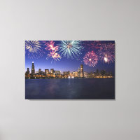Fireworks över Chicago skyline 2