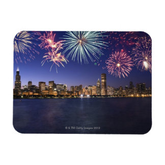 Fireworks över Chicago skyline 2 Magnet
