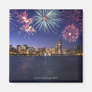 Fireworks över Chicago skyline 2 Magnet