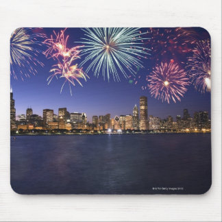 Fireworks över Chicago skyline 2 Musmatta