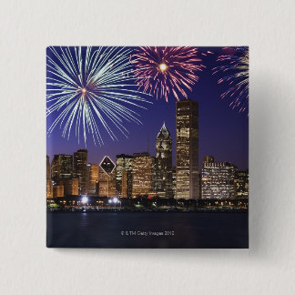 Fireworks över Chicago skyline Knapp