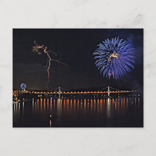 Fireworks över Hudson River Vykort