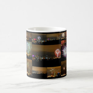 Fireworks over Kansas City, Missouri, Collage Kaffemugg