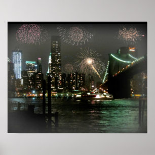 Fireworks över New York Skyline Poster