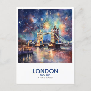 Fireworks Over Torn Bridge - London, England Vykort