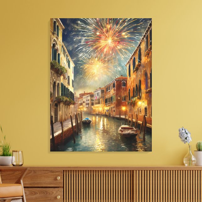Fireworks over Venice Canvas Wall Art (Insitu (Vardagsrum))