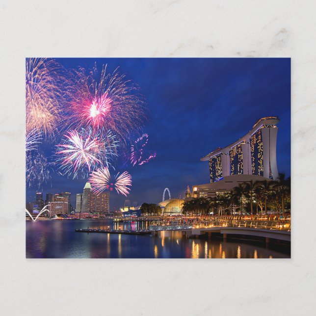 Fireworks på Marina Bay, Singapore Vykort (Framsida)