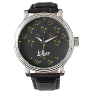 Fireworks på svart armbandsur