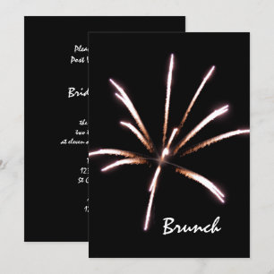 Fireworks på Svart Sommar Efter Bröllopsbrunch Inbjudningar