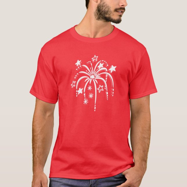 Fireworks Patriotic 4:e juli Shirts T Shirt (Framsida)