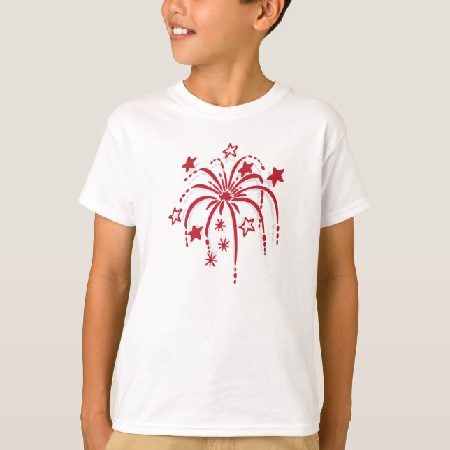 Fireworks Patriotic 4:e juli Shirts T-shirt (Framsida)